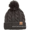 Women ribbed knit satin lined beanie hats